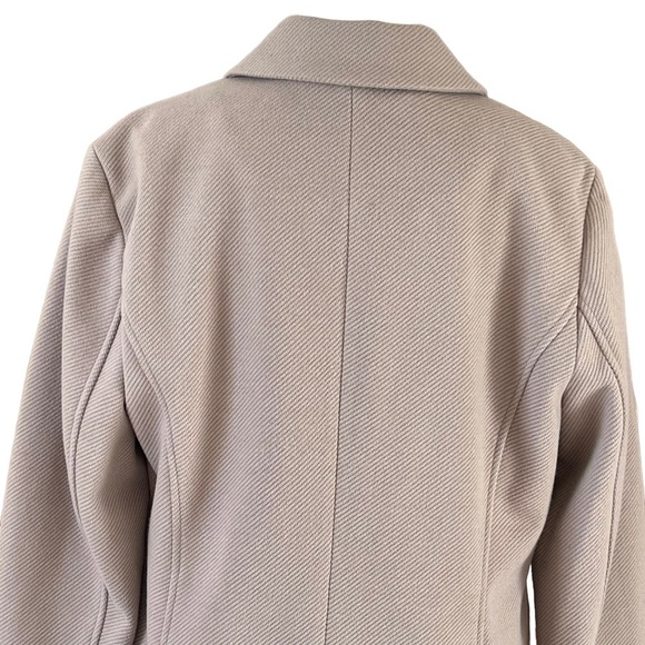 BCBGMAXAZRIA Women’s Peak Lapel Double Breasted Coat Size L Stone Color Classic - Picture 9 of 12